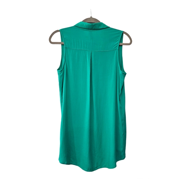 New H&M Green Sleeveless Button Down Shirt Sz 6 - Picture 2 of 3